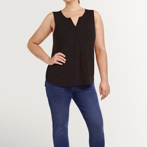 NWOT Reitmans Black & White Dotted Tank Top Blouse, Size Large - Picture 2 of 11
